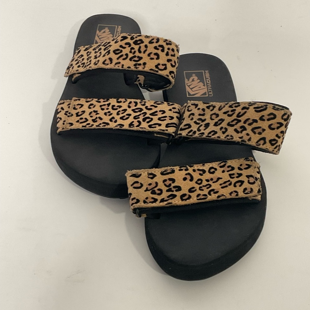 Vans Cayucas Mega Platform Cheetah Sandals Double Strap Self Adhesive; EUC. - Picture 9 of 11